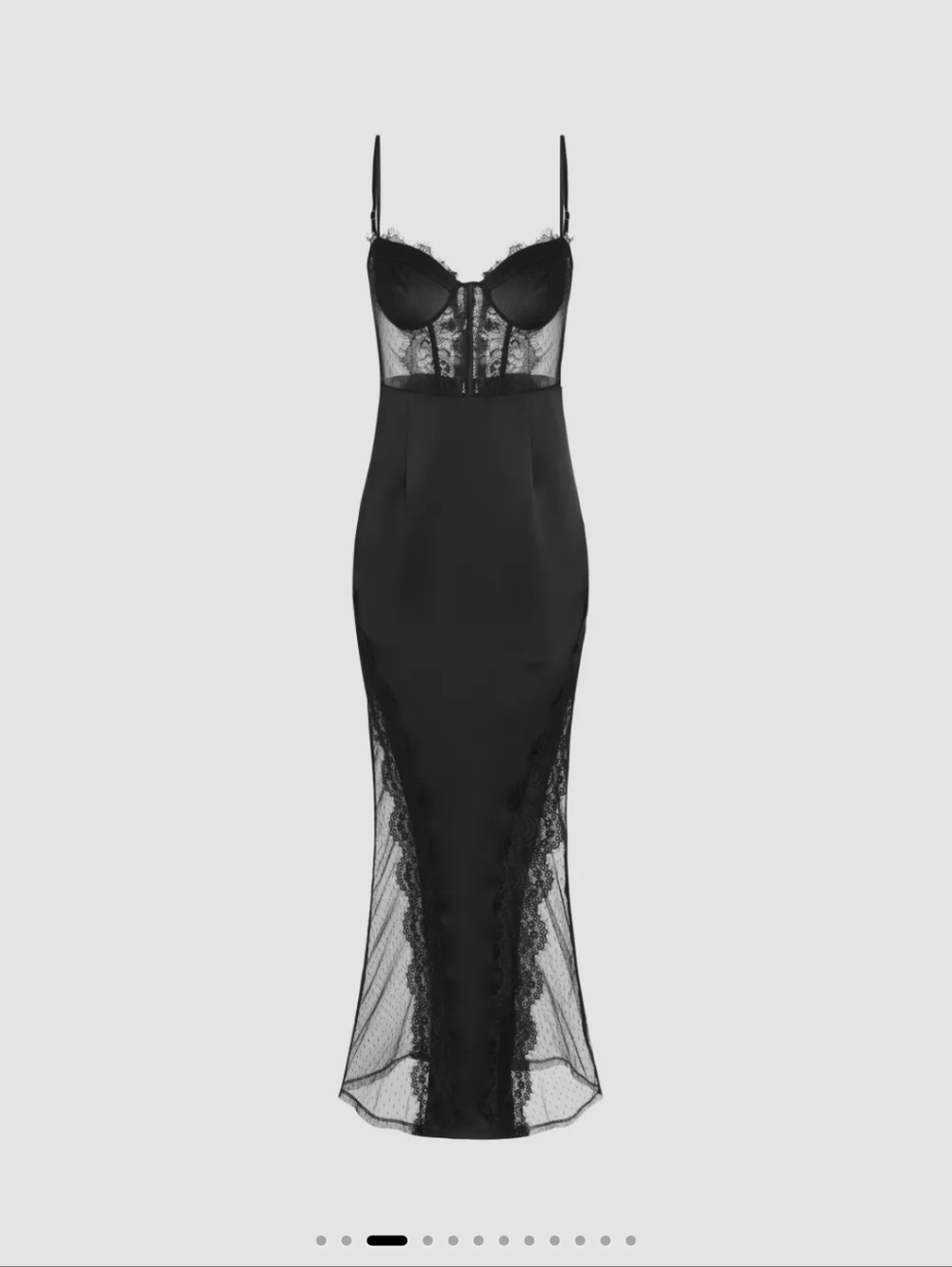 Cider Black Lace & Mesh Maxi Slip Dress